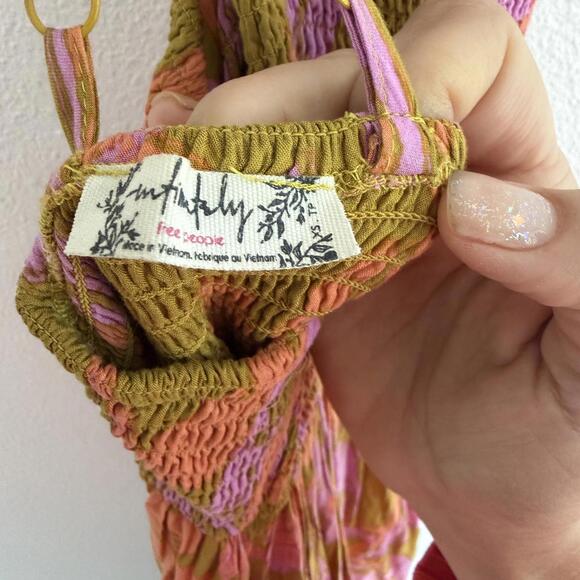 Free People Heat Wave Maxi Dress Sz XS Floral Boho Beach Purple Green - Picture 4 of 5